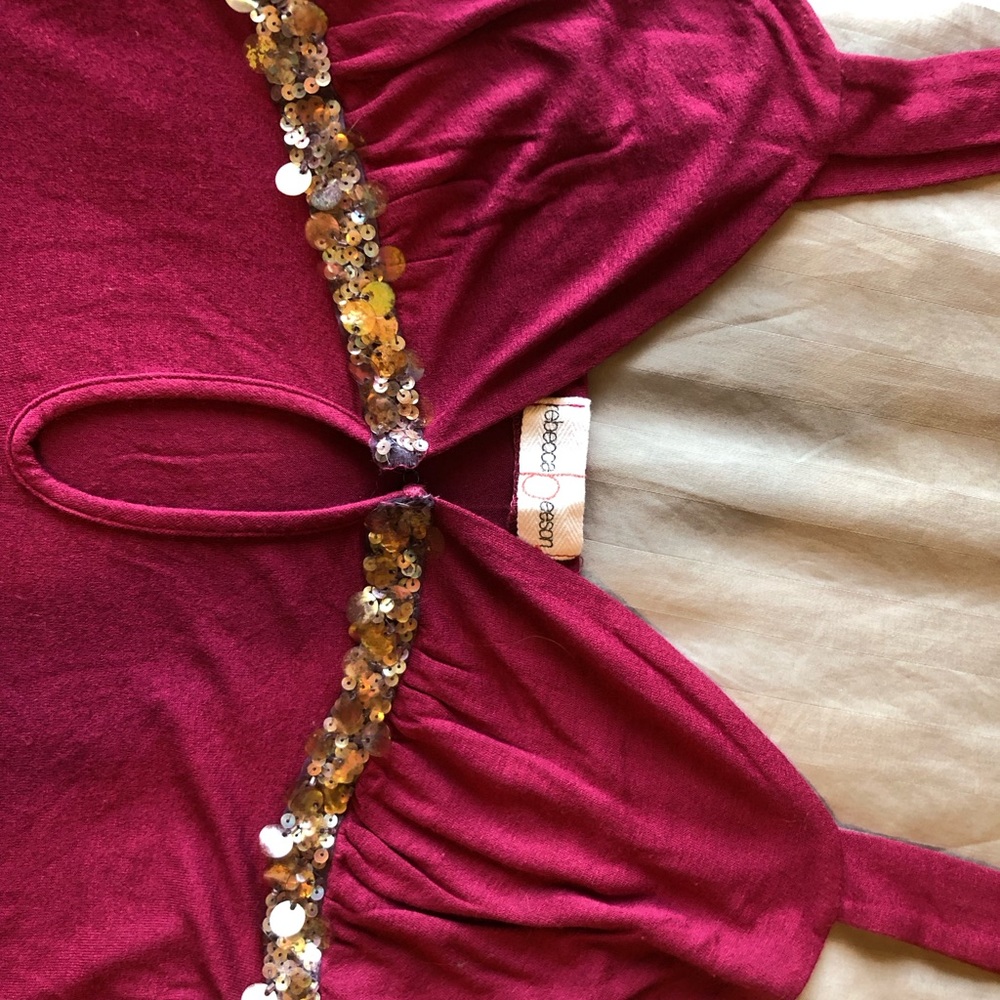 Raspberry & Sequin Peek-A Boo Tank Top/ Camisole. - image 2